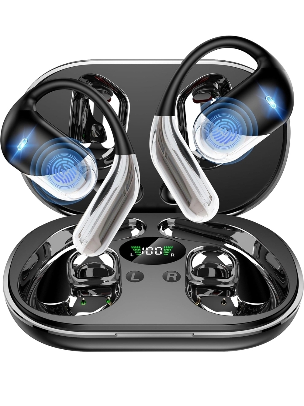 Language Translator Earbuds / Chat Graphic - Blue Gradient